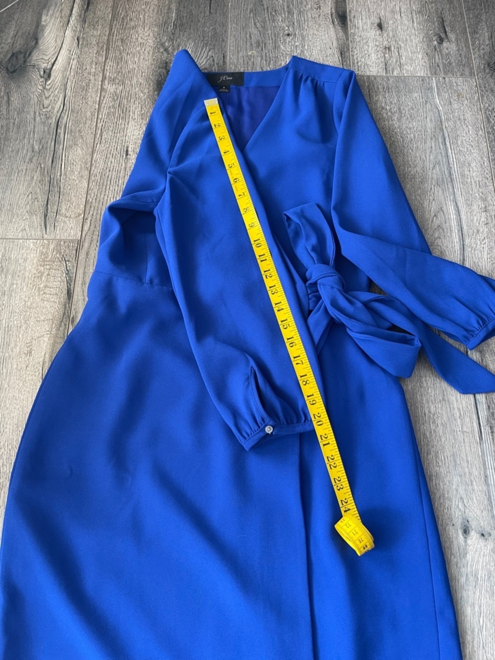 J. Crew Cobalt Blue Faux-Wrap Midi Dress with Side Tie - Picture 12 of 16